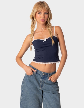 EDIKTED Alara Lace Trim Tank Top Primary Image