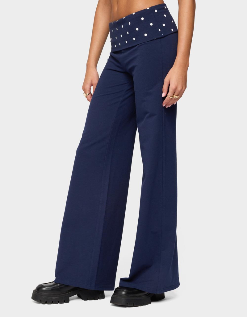 EDIKTED Reeva Polka Dot Fold Over Pants image number 1