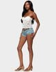 EDIKTED Jagger Low Rise Denim Shorts image number 4