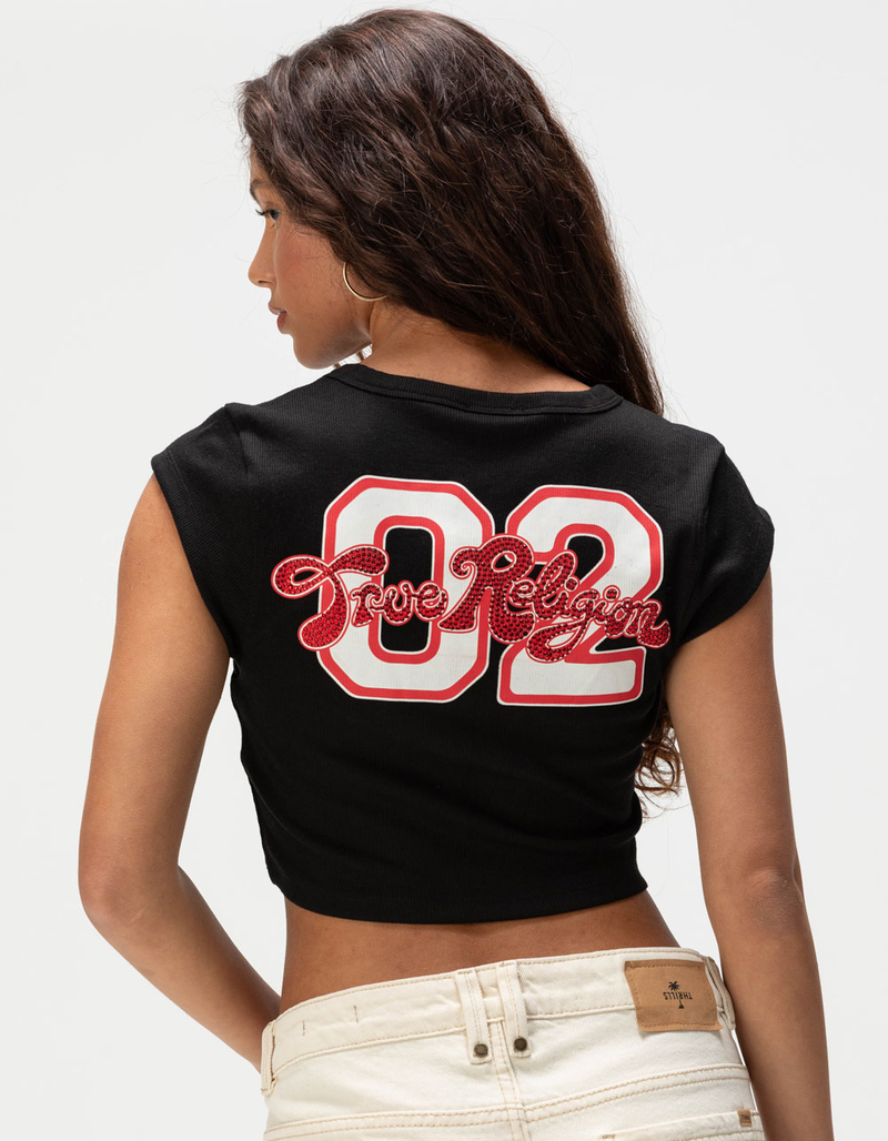 TRUE RELIGION Number Womens Notch Crop Tee image number 0