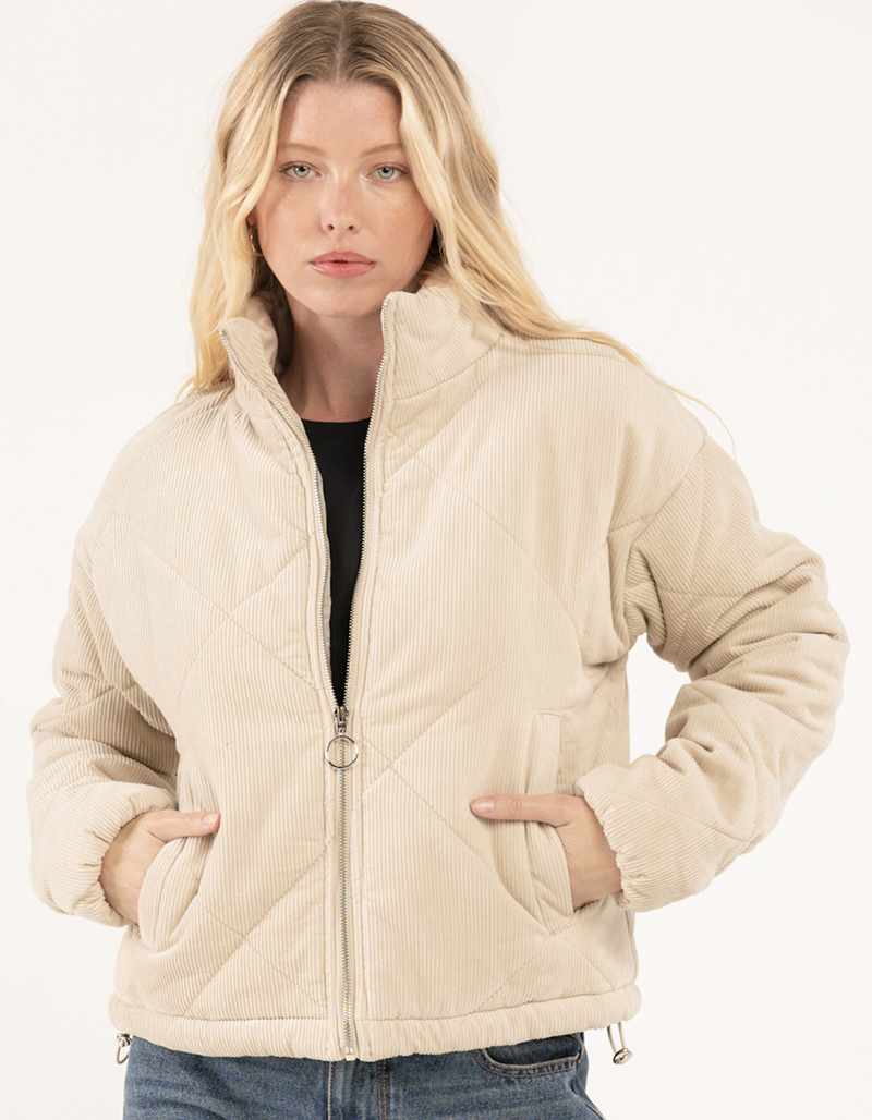 RSQ Womens Diamond Corduroy Puffer Jacket image number 1