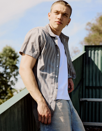 BRIXTON Charter Stripe Mens Button Up Shirt Primary Image