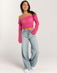 RSQ Womens Linear Stitch Off The Shoulder Sweater image number 5