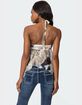 EDIKTED Asymmetric Printed Lace Halter Top image number 5