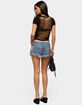 EDIKTED Studded Frayed Low Rise Denim Shorts image number 5