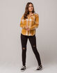 VANILLA STAR Hooded Mustard Womens Flannel Shirt image number 4