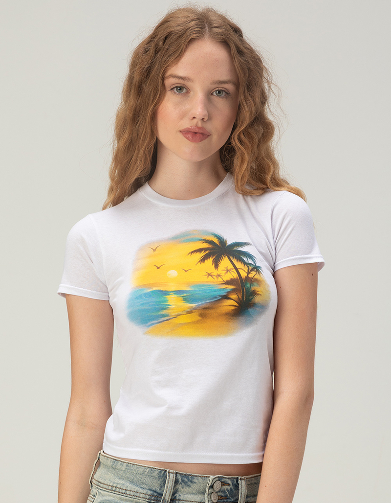 SUGAR FLOWER Airbrush Beach Womens Baby Tee image number 0