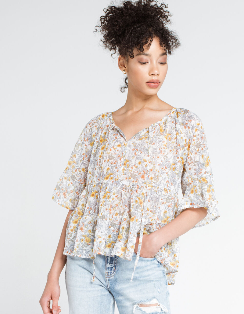 BLU PEPPER Floral Womens Babydoll Top image number 1