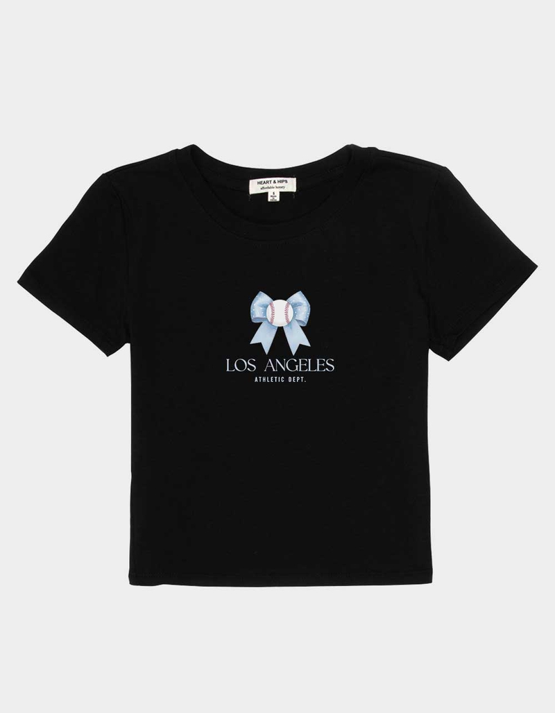 LOS ANGELES Bow Baseball Department Womens Baby Tee image number 0