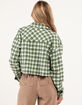 RSQ Womens Plaid Raw Hem Crop Shacket image number 3