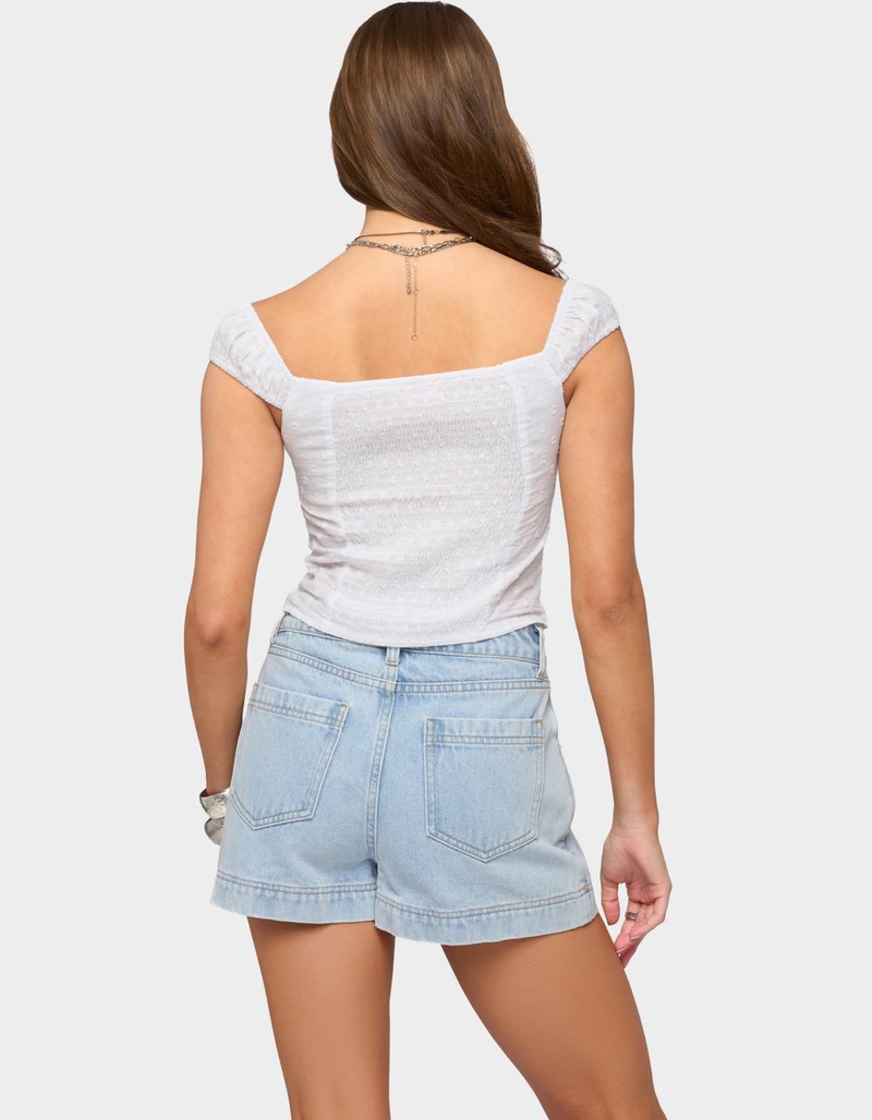 EDIKTED Laura Off Shoulder Dotted Cotton Top image number 2