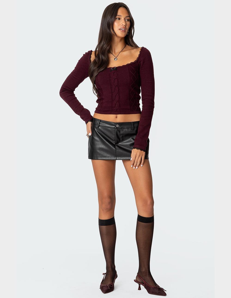 EDIKTED Ansley Lacey Cable Knit Top image number 4