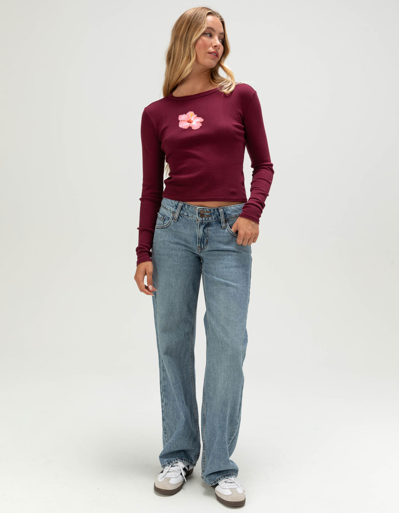 FULL TILT Hibiscus Womens Long Sleeve Tee image number 1