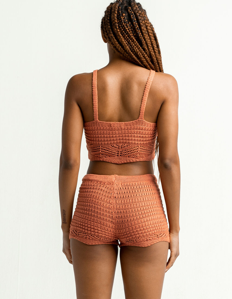 FULL CIRCLE TRENDS Button Front Crochet Womens Sand Tank & Shorts Set image number 2