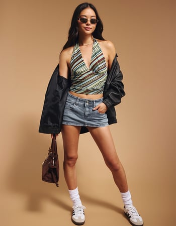 RSQ Womens Low Rise Denim Mini Skort Primary Image