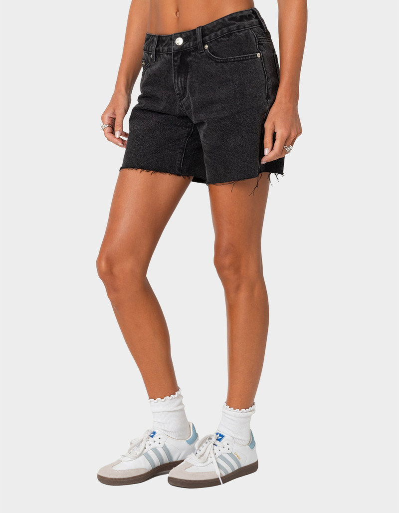 EDIKTED Tomboy Low Rise Denim Shorts image number 2