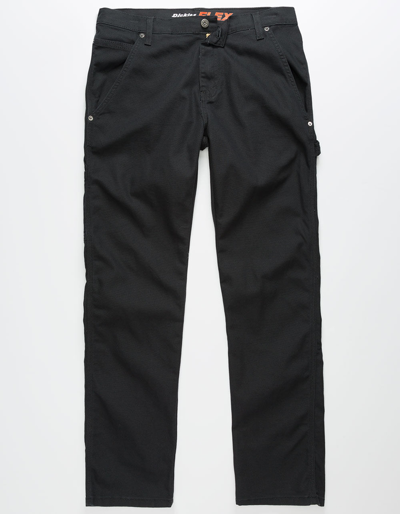 DICKIES Flex Regular Fit Straight Leg Tough Max Stonewashed Black Mens Duck Carpenter Pants image number 3