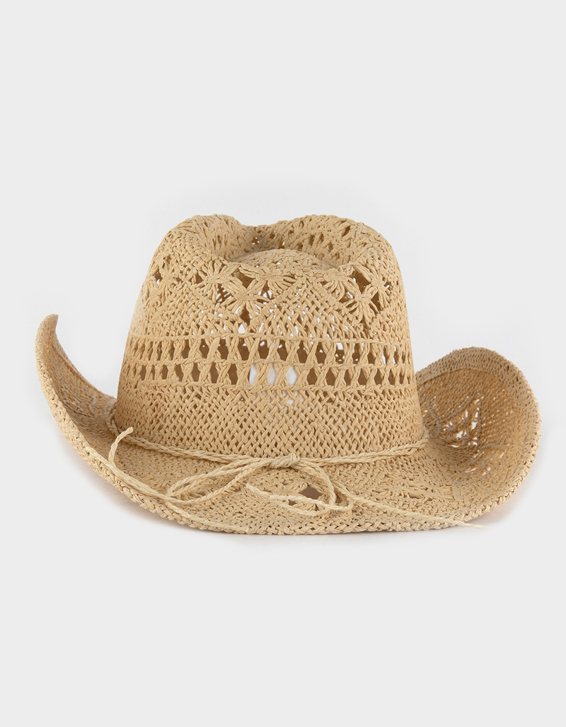 Laser Cut Straw Womens Cowboy Hat image number 3