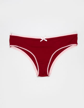 FULL TILT Bow Lace Trim Rib Cheeky Panties Primary Image