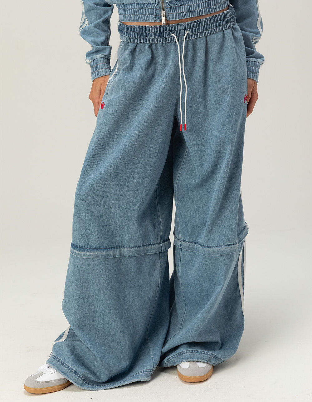ツ*コ様 90s Adidas Wide Track Pants ADIDAS x Coca-Cola Firebird Womens Track Pants - LIGHT BLUE - XL