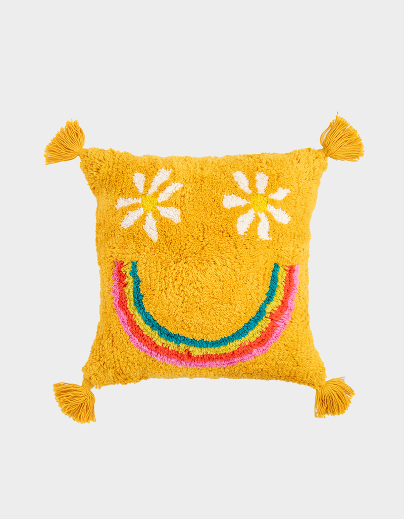 NATURAL LIFE Tufted Smiley Throw Pillow image number 0