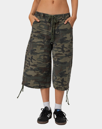 EDIKTED Camo Cargo Bermuda Shorts Primary Image