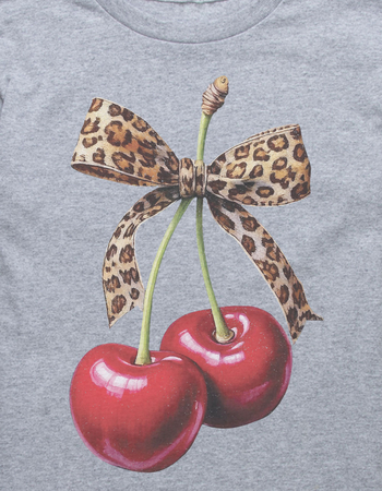CHERRIES Leopard Bow Unisex Kids Tee Alternative Image
