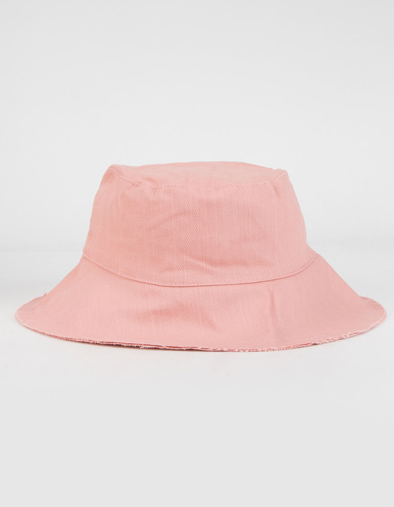 Solid Cotton Womens Pink Bucket Hat image number 0