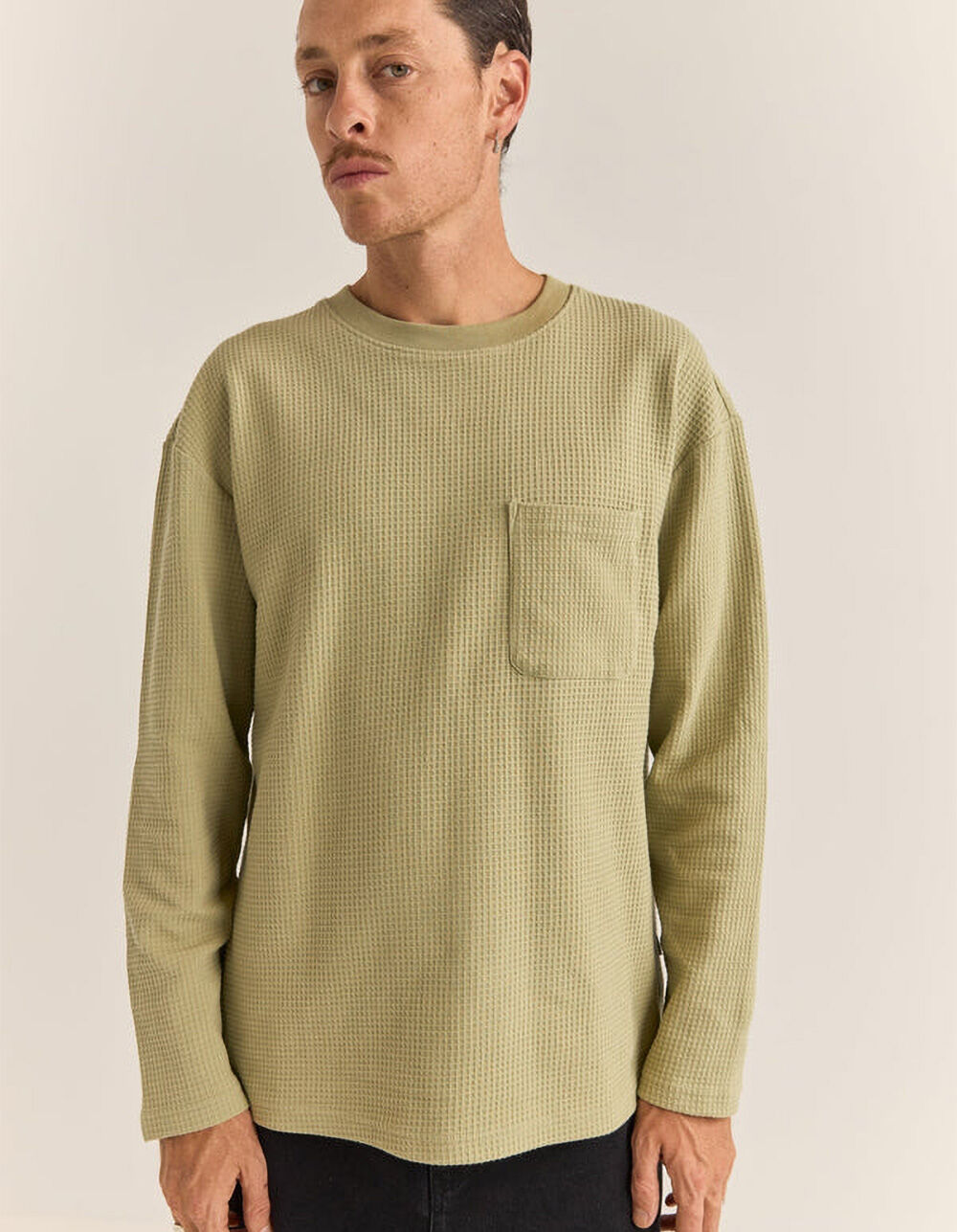 RHYTHM Vintage Waffle Mens Long Sleeve Pocket Tee - FATIGUE | Tillys