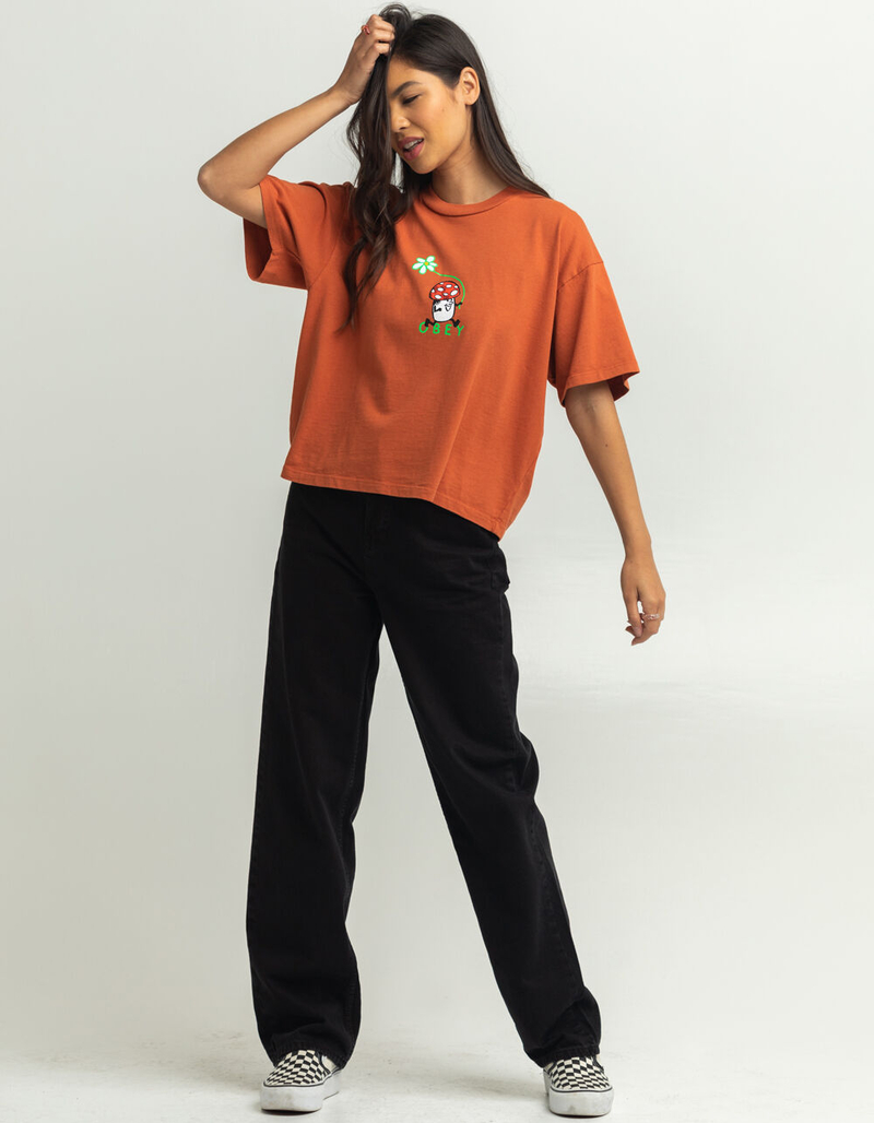 OBEY Mushroom Flower Womens Crop Tee image number 3