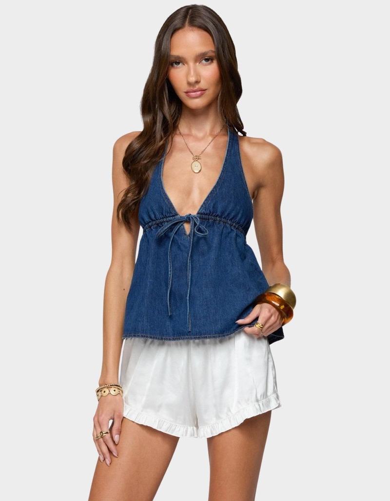 EDIKTED Safia Denim Halter Top image number 0