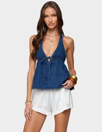 EDIKTED Safia Denim Halter Top Primary Image
