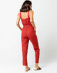 MIMI CHICA Button Front Linen Burgundy Womens Jumpsuit image number 3