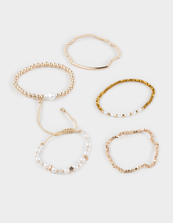 FULL TILT 5 Pack Beaded Pearl Stretch Band Bracelets Primary Image