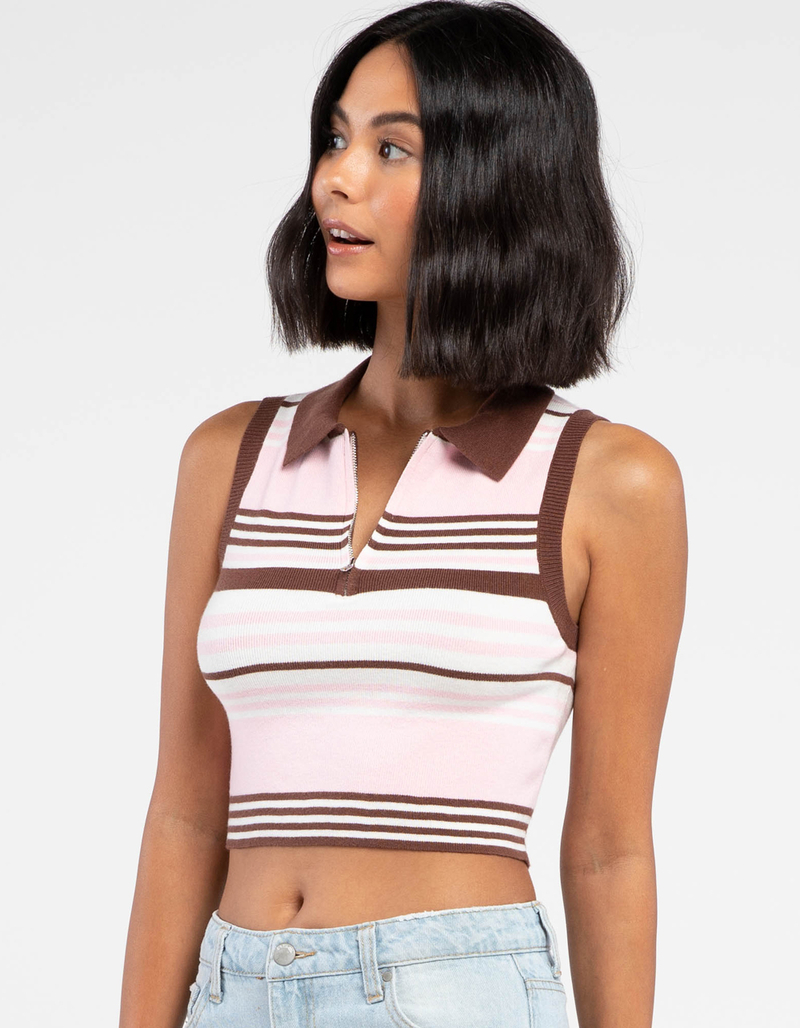 FULL TILT Zip Front Womens Polo Sweater image number 1