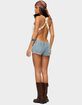 EDIKTED Western Stitch Studded Denim Micro Shorts image number 5