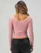 RSQ Womens Lace Trim Texture Long Sleeve Top  image number 4