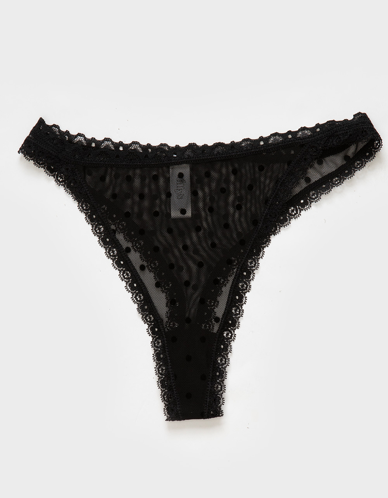 FULL TILT Flocked Dot Mesh Thong image number 0