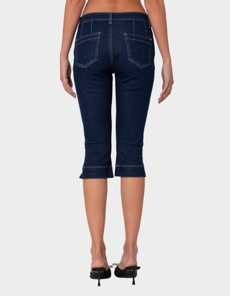 EDIKTED Contrast Stitch Capri Jeans image number 4