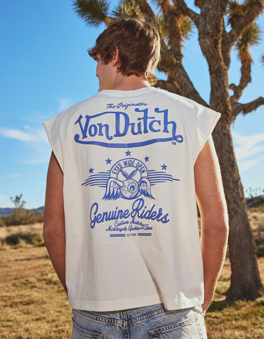 VON DUTCH Genuine Riders Mens Muscle Tee - OFF WHITE | Tillys