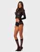 EDIKTED Estella Sheer Lace Micro Shorts image number 4