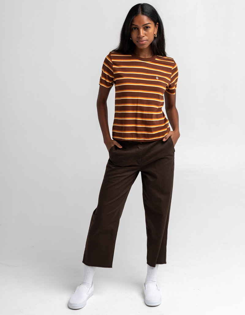 VOLCOM Choice Is Yours Womens Brown & Orange Stripe Tee image number 4