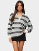 EDIKTED Renya Striped Long Sleeve Polo Top image number 1
