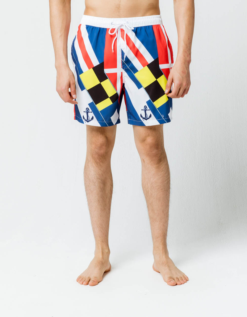 UNCLE RALPH Nautical Flag Mens Volley Shorts image number 2