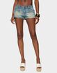 EDIKTED Tulie Grommet Distressed Denim Shorts image number 1