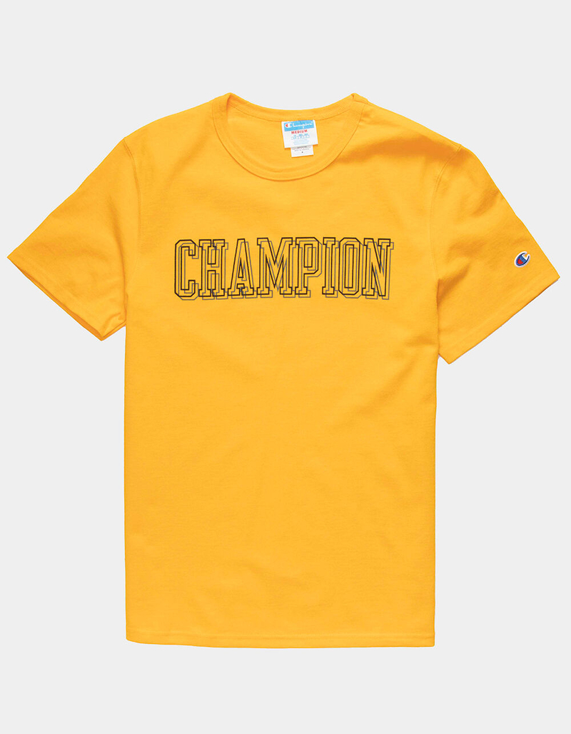CHAMPION Offset Block Mens Gold T-Shirt image number 0