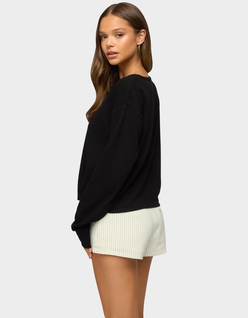 EDIKTED Deni Long Sleeve Henley Waffle Top image number 2