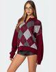 EDIKTED Argyle Oversized Polo Sweater image number 3