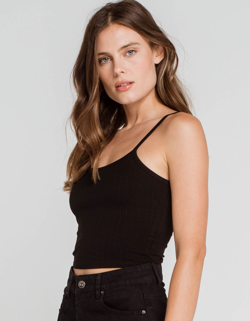DESTINED Ribbed Womens Black Cami image number 1