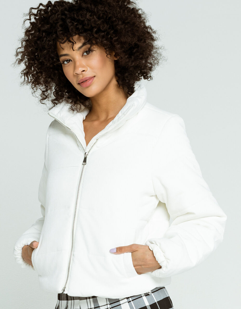 FULL TILT Essentials Corduroy Womens Cream Puffer Jacket image number 1